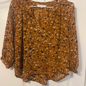 Part 2, Flowy Copenhagen Patterned Semi-Sheer Blouse with 3/4 sleeves
